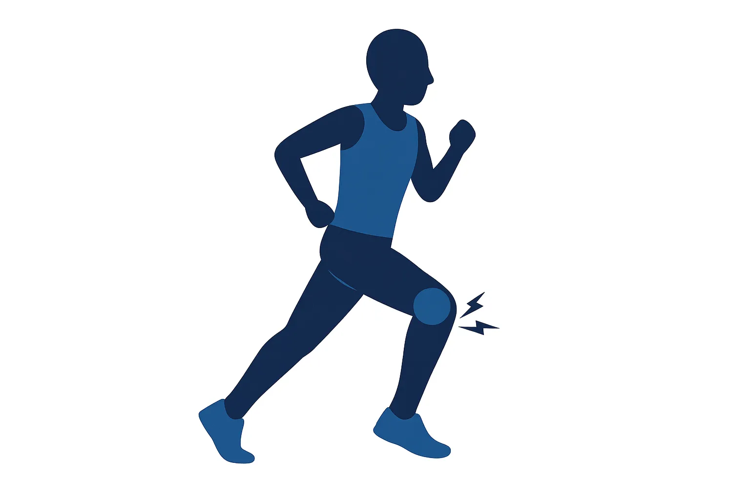 5 Common Running Injuries & How to Bounce Back 1 Illustration of a runner experiencing knee pain, highlighting common running injuries